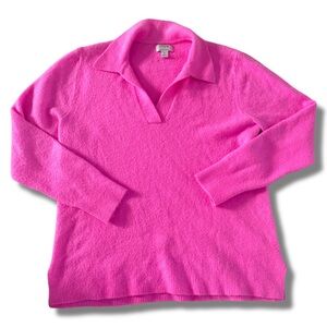 J.Crew Pink Collared Sweater Knit Top Size Small Pullover Long Sleeve Preppy